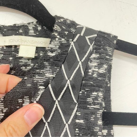 Jonathan Simkhai Black & White Textured Patchwork Style Fit & Flare Mini Dress 6 - Picture 7 of 11